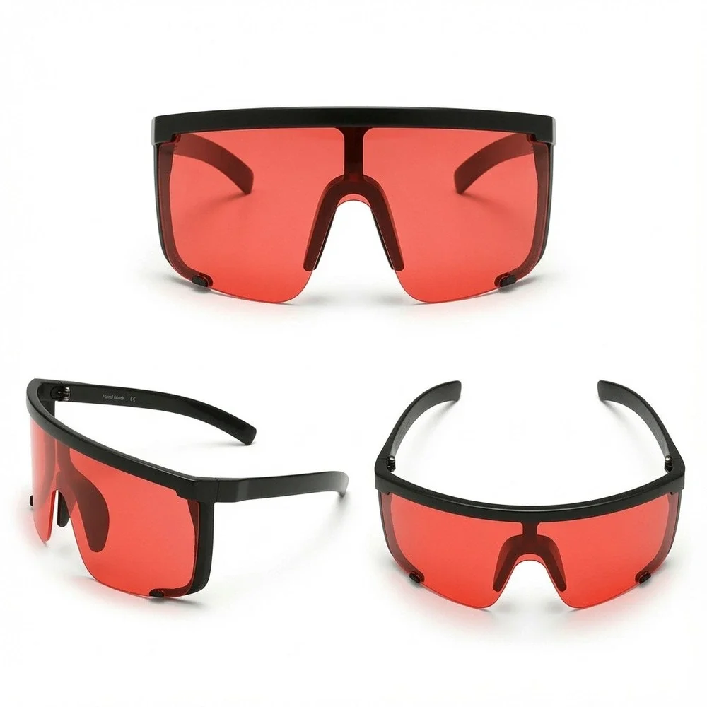 Men Shield Sunglasses Ideal For High-Speed Cycling Outdoor Sports Red Lens Gafas
